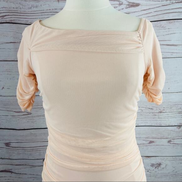 Venus pink peach ruched asymmetrical neckline - Picture 2 of 12